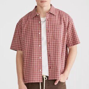 Men's Aeropostale Short Sleeve Boxy Microplaid Top- XS -